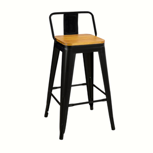 Silla <span class=keywords><strong>de</strong></span> <span class=keywords><strong>Bar</strong></span> <span class=keywords><strong>de</strong></span> Metal con Asiento <span class=keywords><strong>de</strong></span> Madera <span class=keywords><strong>de</strong></span> Diseño Simple, Venta al Por Mayor <span class=keywords><strong>de</strong></span> Fábrica, Clásica en Blanco y Negro, Altura 610MM - Product Image 4