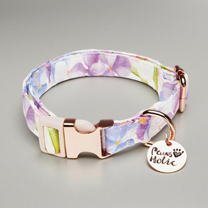 Collier de chien en coton doux, élégant et luxueux, design moderne, confortable, durable, décorations d'étiquettes personnalisées, vente en gros style tendance - Product Image 1