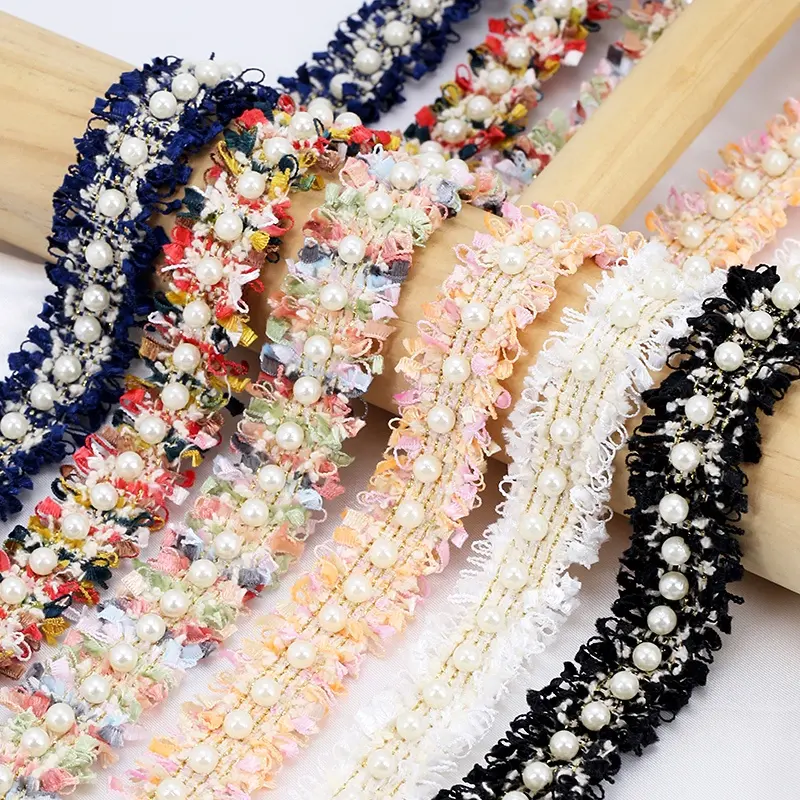 Accessoires vestimentaires Bordure colorée Coupe Perle Perle Garniture en dentelle perlée Garniture en dentelle perlée