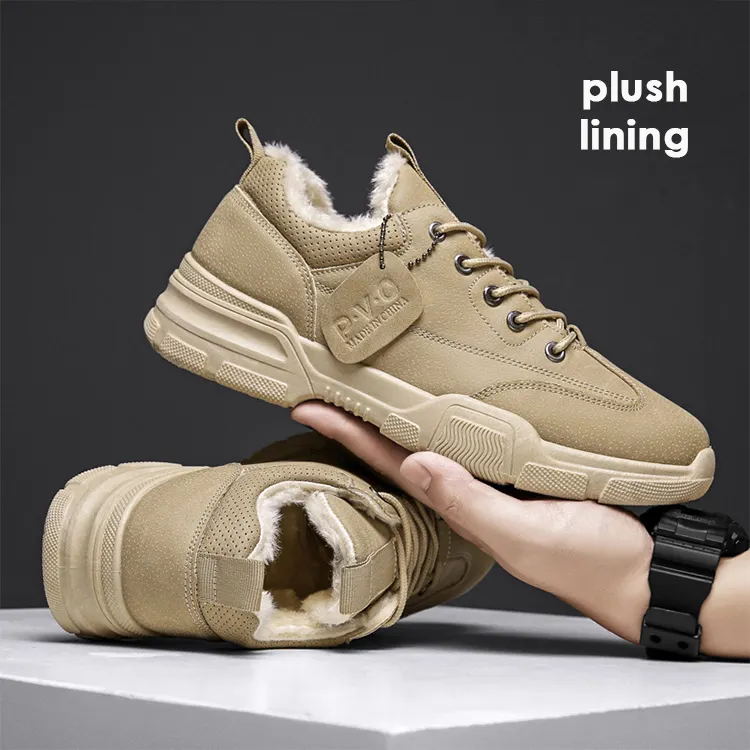 2022 Autumn Winter Fashion Plush Lining Men'S Rubber Martin Boots Working Lace Up Camel Sneakers Sports Casual Shoes For Men
