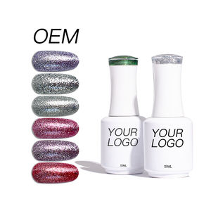 15毫升定制自有品牌素食美容美甲沙龙产品铂金闪光发光二极管紫外线指甲油美甲套装 - Product Image 2