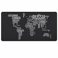 Tapis de Souris XXL Personnalisé avec Carte du Monde Typographique, Base en Caoutchouc Naturel Antidérapante, Bords Cousus, Résistant à l'Eau, Motif Logo, Taille Personnalisable