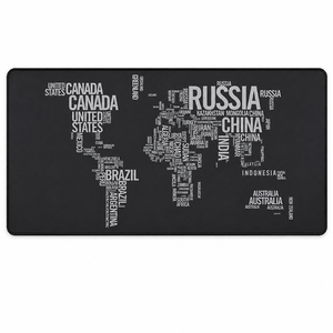 Tapis de Souris <span class=keywords><strong>XXL</strong></span> Personnalisé avec <span class=keywords><strong>Carte</strong></span> <span class=keywords><strong>du</strong></span> <span class=keywords><strong>Monde</strong></span> Typographique, Base en Caoutchouc Naturel Antidérapante, Bords Cousus, Résistant à l'Eau, Motif Logo, Taille Personnalisable - Product Image 1