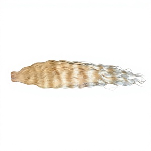 Extensions de cheveux humains indiens Remy blonds ondulés, super double drawn, double trame machine, cuticules entièrement préservées pour rallongement en salon - Product Image 4