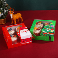 Caja para Muffins y Cupcakes al por Mayor, de Cartón Color Marfil, con 4 Cavidades y Ventana Transparente, Ideal para Navidad