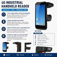 Escáner Portátil Resistente Android, 10000mAh, 4G, IP66, UHF, RFID, NFC, Código de Barras, 200m, Canal de Datos Inalámbrico para Localizador de Inventario de Almacén