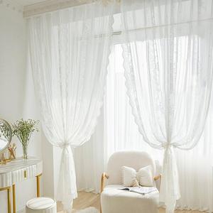 ZSHINE français brodé dentelle <span class=keywords><strong>rideau</strong></span> pour chambre <span class=keywords><strong>baie</strong></span> vitrée pour blocage de la lumière crème Style princesse chambre <span class=keywords><strong>blanc</strong></span> gaze <span class=keywords><strong>rideau</strong></span> - Product Image 3