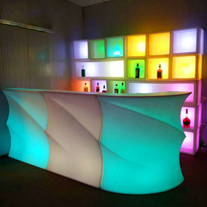 Mesa de <span class=keywords><strong>Bar</strong></span> LED Portátil, Mostrador de <span class=keywords><strong>Bar</strong></span> LED para Fiestas, Mueble de <span class=keywords><strong>Bar</strong></span> Alto Portátil de Plástico PE con LED - Product Image 1