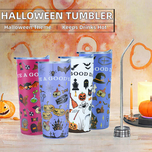 22oz 이중 벽 스테인레스 스틸 절연 커피 머그 독특한 할로윈 3D 인쇄 로고 텀블러 뚜껑 밀짚 선물 커피 애호가 - Product Image 3