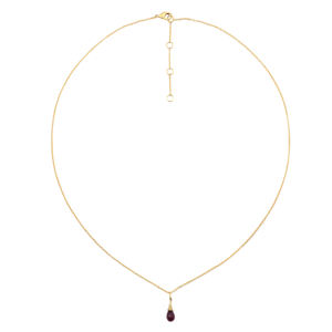 สร้อยคอเงินแท้ชุบทองรูปทรงหยดน้ำประดับพลอยโกเมน สร้อยคอทำมือ สำหรับงานหมั้น งานแต่งงาน งานเลี้ยง - Product Image 1