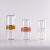 Bouteilles en plastique doubles de 250 ml, 360 ml, 500 ml, 700 ml avec couvercles colorés pour l'emballage alimentaire, pots en plastique transparents avec couvercles
