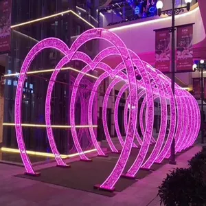 Customized 3D LED Heart-Shaped Arch Motif Lights Outdoor Commercial Grade Christmas Tunnel Wedding Street Decoration Outdoor