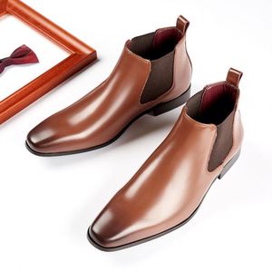 2025 New British-Style Men's Genuine Leather <b>Boots</b> Microfiber-Lined Business Formal Square-Toe Ankle <b>Boots</b> Double - Product Image 5