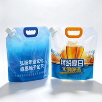 Buse de liquide personnalisée sac en plastique support de jus de bière imprimé logo transparent scellé boisson avec poignée emballage sac de buse