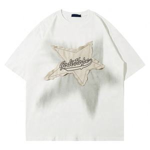 Men's Oversize Cotton <b>Tshirts</b> with Fancy <b>Star</b> Appliques Embroidery 100% Cotton Premium Quality - Product Image 4