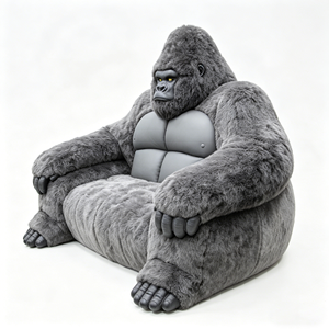 Black Gorilla <b>Sofa</b> Fiberglass Gorilla Chair Creative Furry Designer Couch for Mall <b>Hotel</b> Lobby Airport Public Area - Product Image 2