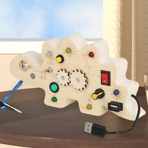 Produits pour bébés d'usine, vente chaude 2026, <span class=keywords><strong>jeux</strong></span> de planche d'activités en bois avec interrupteur lumineux LED, jouets sensoriels éducatifs <span class=keywords><strong>Montessori</strong></span> pour enfants - Product Image 6