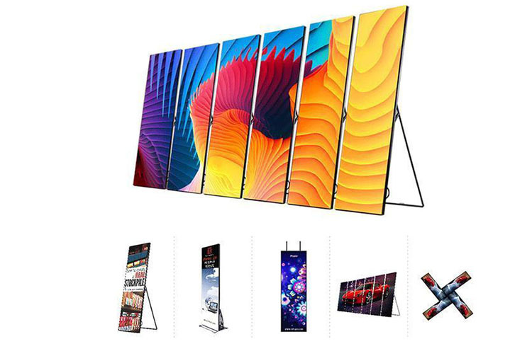 Ultra Slim interior p2.5 p3 portátil publicidad LED cartel Digital con soporte plegable