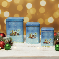 Ensemble de 3 boîtes de Noël carrées imbriquées JH Conteneur cadeau de biscuits au café et au thé avec logo personnalisé Excellente conception pour l'utilisation artisanale de bougies