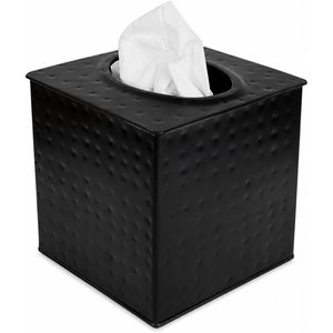 Leathervines Square Metal <b>Tissue</b> Box Cover <b>Black</b> Handmade Decorative Holder For Bathroom Office Living Room - Product Image 1
