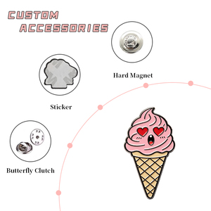 Pegatinas Metálicas Kawaii para Teléfonos con Diseños de Comida, Insignias Magnéticas Personalizadas de Hamburguesas y Postres, Lindos Pines de Solapa de Dibujos Animados, Regalos Directos de Fábrica, MOQ Bajo - Product Image 2