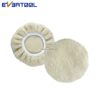 EVERTOOL Bonnet de polissage en laine avec bande élastique, tampon de polissage en laine d'agneau pour polisseuse rotative automobile, detailing auto, polissage de peinture
