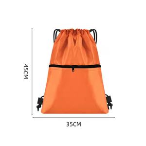 Sac à dos à cordon imperméable en polyester 210D Sac à dos à cordon en nylon léger Sac à dos de sport de basket-ball avec corde - Product Image 5