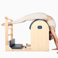Escalera de Pilates Profesional de Madera de Roble Macizo para Corrección de Columna Vertebral, Base Ajustable para Estudio Comercial y Ejercicio en Casa