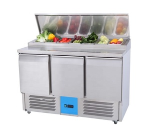 <span class=keywords><strong>3</strong></span> doors <span class=keywords><strong>Saladette</strong></span> <span class=keywords><strong>Pizza</strong></span> prepairing table refrigerator with steel lid - Product Image 2