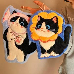 <span class=keywords><strong>Toalla</strong></span> de mano cuadrada acolchada con dibujos de gatos encantadores, <span class=keywords><strong>Toalla</strong></span> de baño absorbente de secado rápido para toallitas de baño para niños - Product Image 4