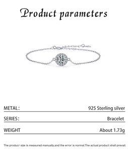 S925 Silver Chain <b>Bracelet</b> Round Zircon Snowflake Bezel Setting Classic Women's Everyday Wear Fine Link <b>Bracelet</b> - Product Image 2