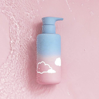 Wadah kosmetik kustom 60ml 250ml, tabung plastik lembut PE dengan tutup lipat, tabung plastik Krim Tabir Surya gradien biru merah muda