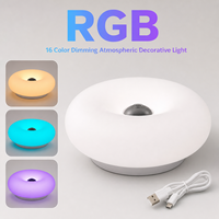 Lampe de table tactile créative RGB en forme de donut, design moderne et simple, rechargeable, 16 couleurs, LED à intensité variable, style nordique pour chambre, bar, bureau