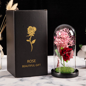 Flor Preservada en Cúpula de Cristal, Rosa Seca, Regalo Creativo Hecho a Mano con Luz LED para el Día de San Valentín, Navidad, para Novia - Product Image 4