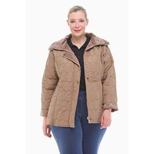 Manteau matelassé Vetre avec capuche en vison 75 cm, tailles 42-58, imperméable, doublure en fausse fourrure, fermeture éclair et boutons-pression, vêtements d'extérieur pour femmes, chaud - Product Image 4