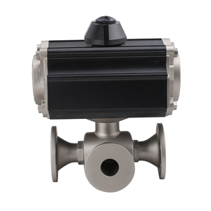 Válvula de Bola Sanitaria de Acción Simple con Actuador Neumático, Conexión Tri-Clamp de Puerto en L de 1.5 Pulgadas (DN40), Acero Inoxidable 316, Venta de Liquidación B2B COVNA - Product Image 1