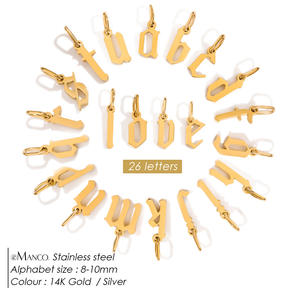 <span class=keywords><strong>Minúsculas</strong></span> a Z 26 Letra Charm Colgante Acero inoxidable 14K 18K Chapado en oro Pulsera personalizada Collar DIY Fabricación Precio de fábrica - Product Image 4