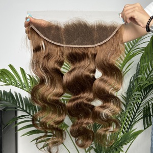 Vente en gros de cheveux humains vietnamiens bruts non traités, densité 150, avec dentelle HD 5x5, 13x4, 13x6 # 4 mèches brunes foncées Body Wave avec frontal <span class=keywords><strong>et</strong></span> closure - Product Image 4