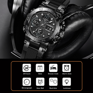 LIGE FB0077 <span class=keywords><strong>Montre</strong></span>-bracelet étanche de 50m Horloge Sport <span class=keywords><strong>Montre</strong></span> Homme Quartz Lumineux Digital Montres Plastique Silicone <span class=keywords><strong>Montre</strong></span> - Product Image 3