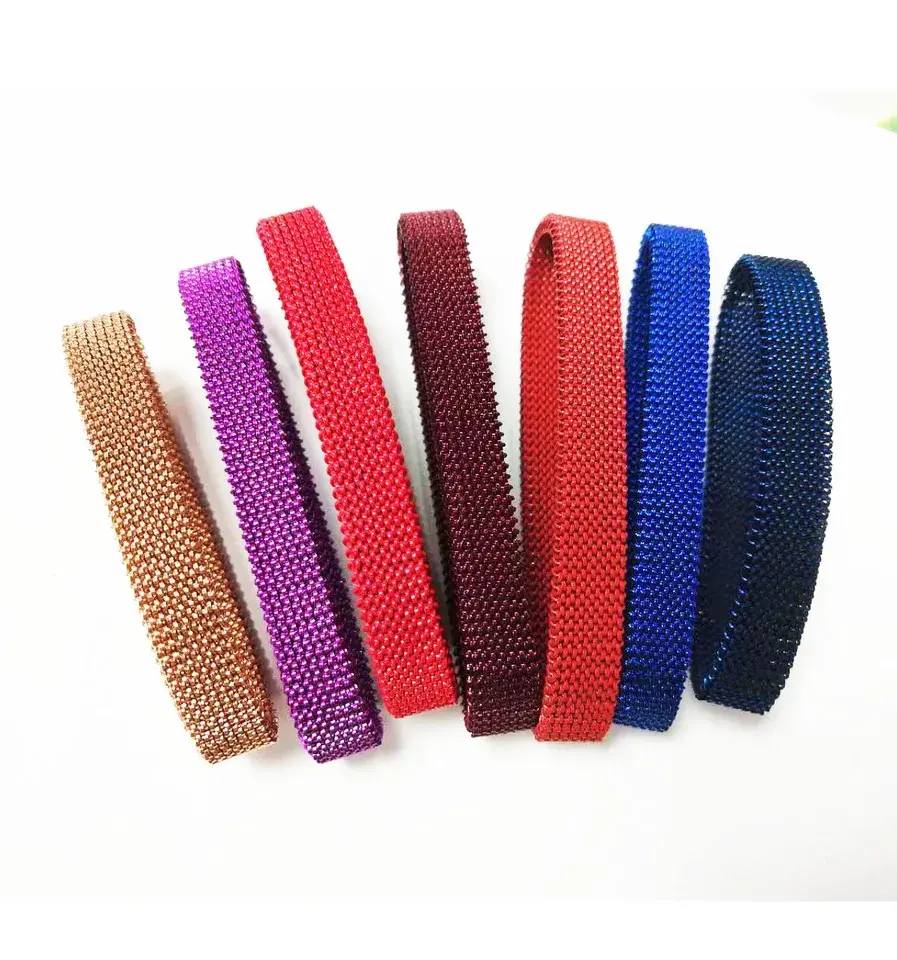 Neues benutzer definiertes farbiges Stretch-Edelstahl armband aus elastischem Netz