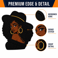 Patchs thermocollants personnalisés brodés écologiques en gros avec transfert thermique pour vêtements féminins grand format motif Black Girl Magic