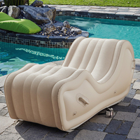 Chaise longue gonflable automatique moderne en forme de S, en PVC floqué, portable, pour salon et intérieur/extérieur, canapé paresseux