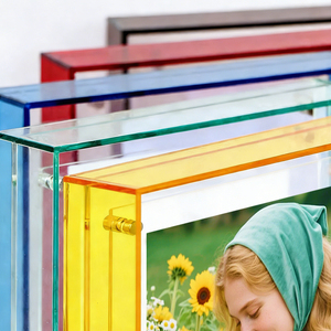 Cadre <span class=keywords><strong>photo</strong></span> double face en acrylique rose pour bureau, écoresponsable, personnalisable, tailles 2x3, 4x6, 5x7, 6x8, bord coloré, fixation murale – Offre Spéciale - Product Image 5