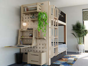 Litera de madera sólida para niños, cama alta y baja multifuncional con <span class=keywords><strong>escalera</strong></span> y estantes de almacenamiento, muebles modernos de dormitorio - Product Image 2