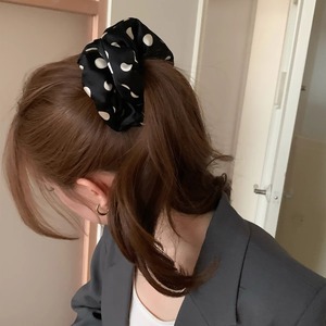 Scrunchie ฟองน้ำสำหรับเด็กผู้หญิง, อุปกรณ์เสริมผมสีดำและสีขาวลายจุดฟองน้ำและคอตตอนสำหรับใส่ลำไส้ใหญ่ - Product Image 5