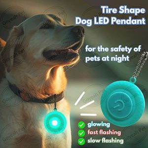 Pendentif LED pour animaux de compagnie <span class=keywords><strong>en</strong></span> forme de <span class=keywords><strong>pneu</strong></span>, électrique, 3 modes, clignotant lumineux pour promener les chiens la nuit - Product Image 2