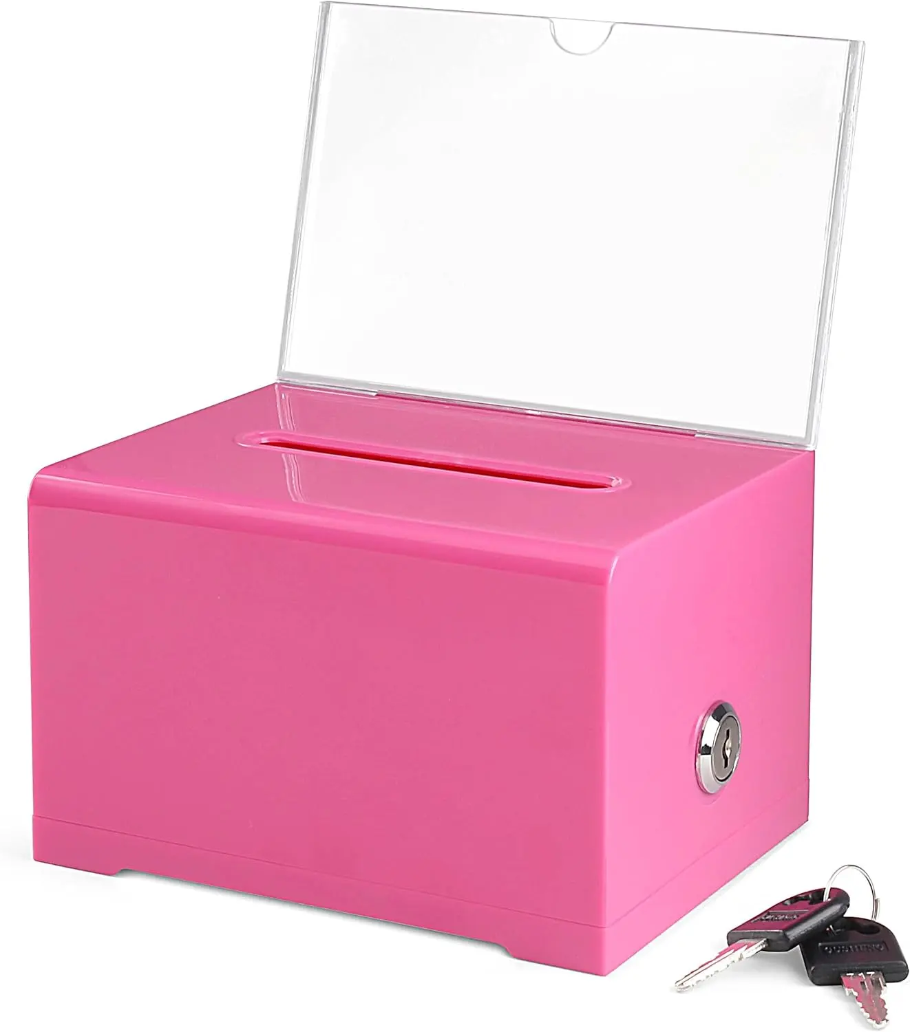 Pink Vote Suggestion Comments Box mit 2 Schlüsseln Lock Acryl Spenden box Wahlurne