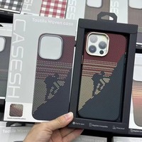 Étui Tactile Tissé en Boîte pour iPhone 17 Pro Max, Texture Fibre de Carbone, Coque Arrière Magnétique, Étui Mince en PC avec Cadre Métallique pour Appareil Photo