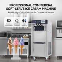 Machine à glace molle mobile professionnelle, trois saveurs, en acier inoxydable, machine verticale pour snack-bar, hôtel, restauration