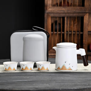 Beifu Travel Tea <b>Set</b> Ceramic <b>Teapot</b> With Infuser Portable Cup <b>Set</b> For Outdoor Use Gift Packaging - Product Image 1